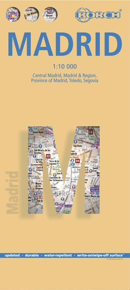 Libro: Madrid. Map 1:10 000: Madrid Centro, Madrid & Region, Provincia de Madrid, Segovia, Toledo (Borch Map)