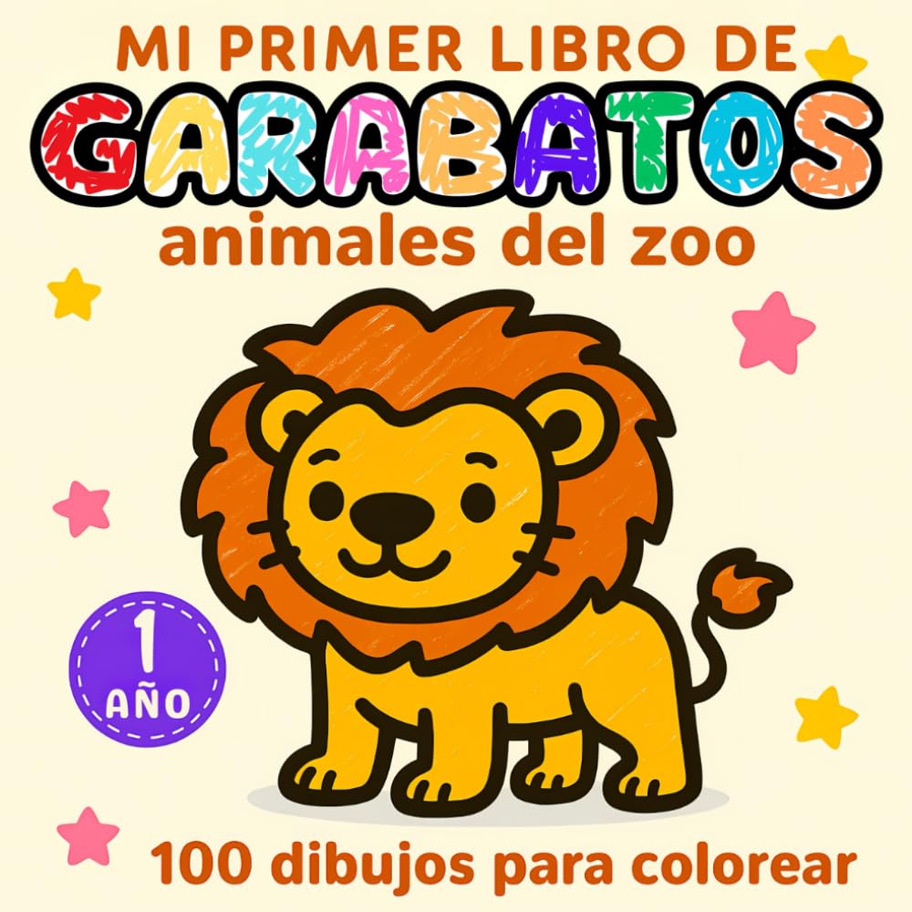 Libro: Mi primer libro de garabatos: Animales del zoo 1 año+, 100 dibujos para bebés a partir de 1 año, libro para colorear adorables y divertidos animales del zoo (Spanish Edition)