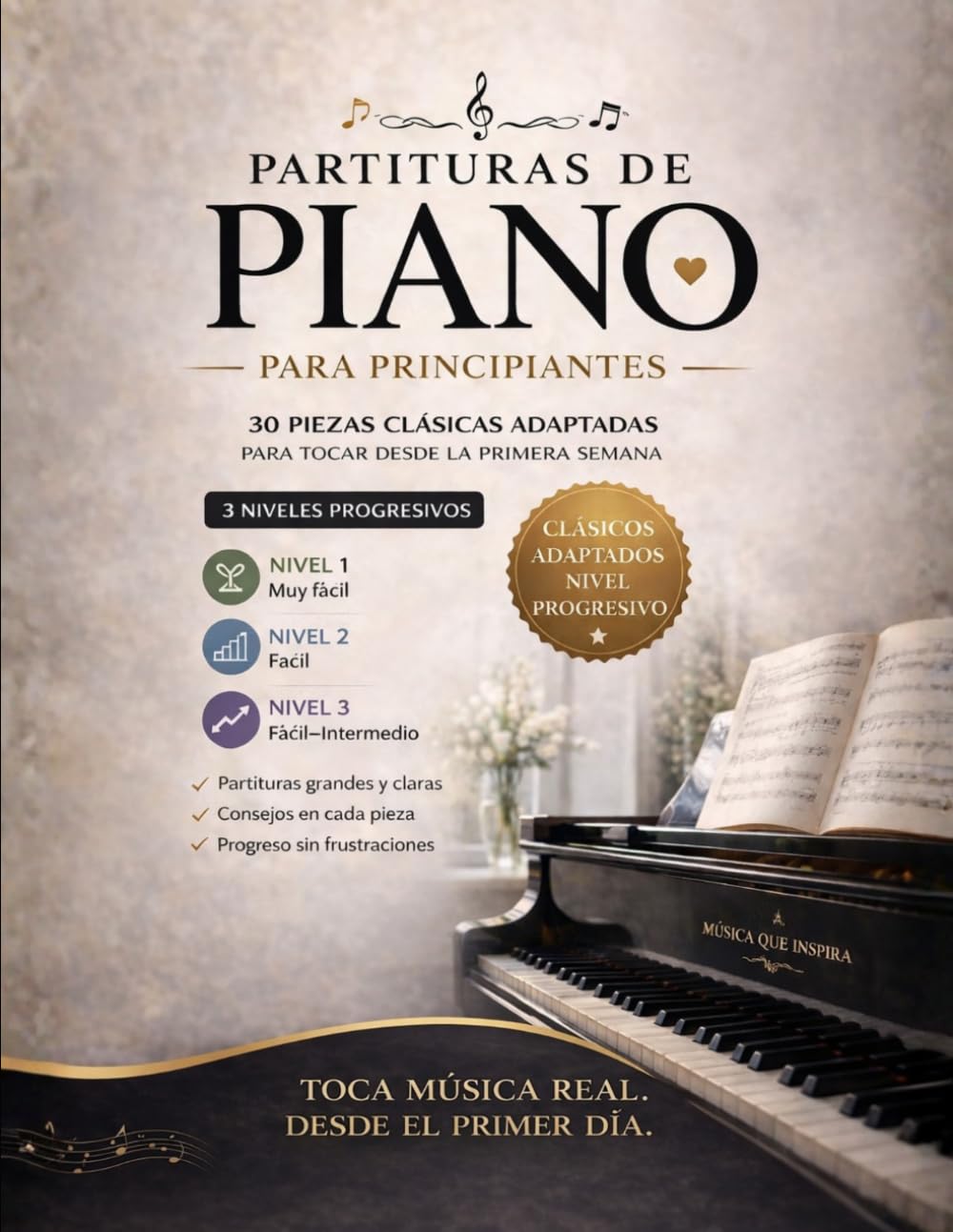Libro: Partituras de Piano para Principiantes: 30 piezas fáciles y progresivas para aprender desde cero (Spanish Edition)