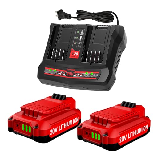 Kit-de-2-baterías-de-litio-y-cargador-Powilling-Craftsman-V20-de-3,5-Ah-y-20-V-para-CMCB202,-CMCB204,-CMCB206,-CMCB201,-CMCB100-y-CMCB124-con-cargador-doble-de-2-puertos-CMCB104-Craftsman-de-20-V.