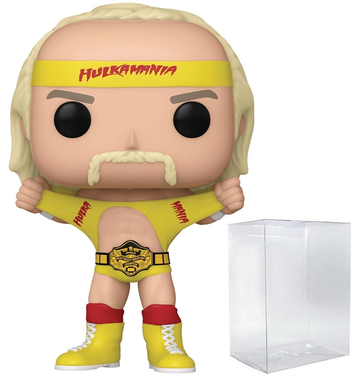 Funko Pop: POP Funko WWE: Hulk Hogan Hulkamania with Belt Figura de Vinilo (Bundled with Compatible Box Protector Case), Multicolor, 3.75 Pulgadas