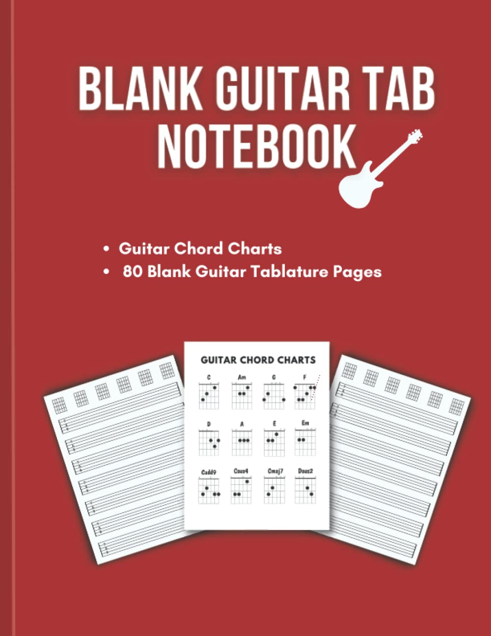 Libro: Blank Guitar Tab Notebook: Music Paper Sheet for Guitar with Blank Chord Diagrmas and Guitar Chart Chords - 80 Pages - Large 8.5" x 11"