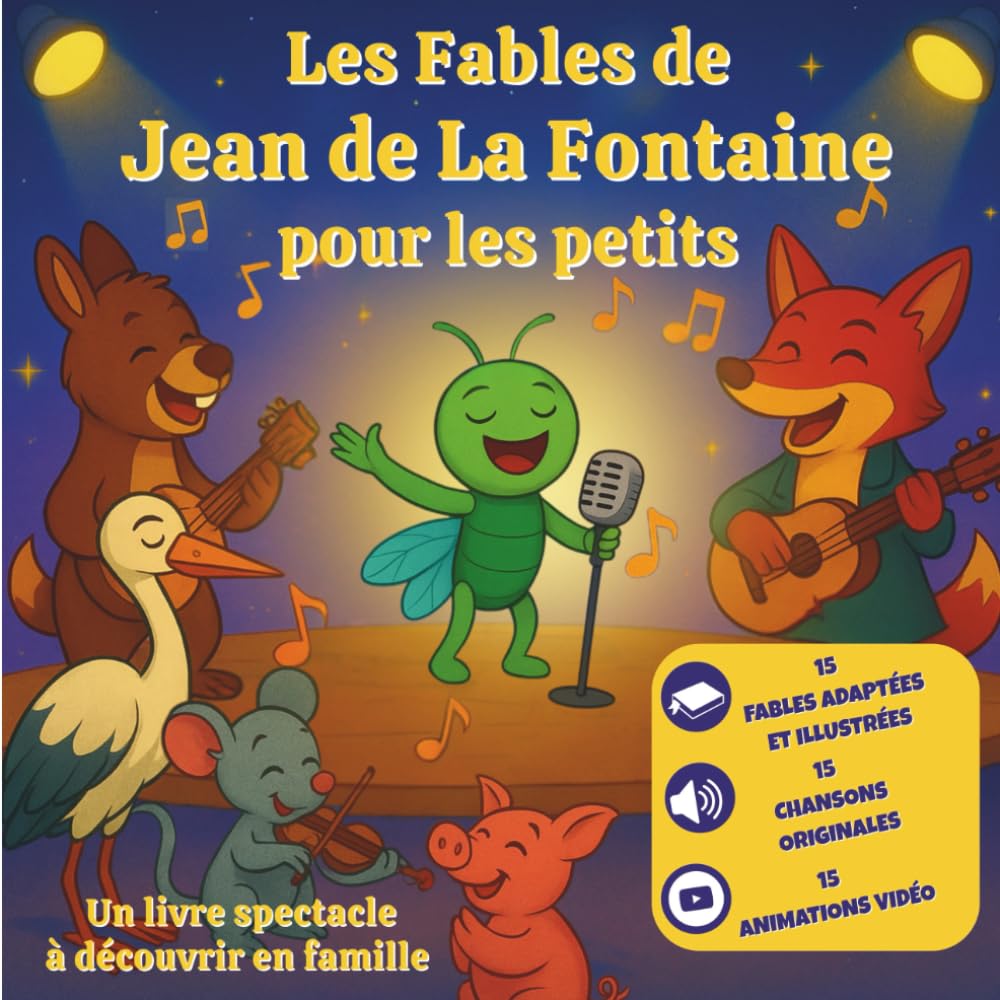 Libro: LES FABLES DE JEAN DE LA FONTAINE POUR LES PETITS: Adaptées, illustrées, chantées et animées – 1 livre - 15 fables - 15 chansons - 15 animations vidéo (MES DÉCOUVERTES INTERACTIVES) (French Edition)