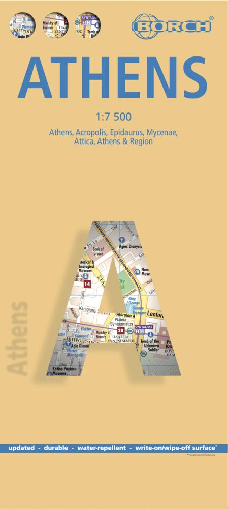 Libro: Athens. Map Borch 1:7 500: Athína, Acropolis, Epídavros, Mycenae, Attica, Athína & Region (Borch Map)