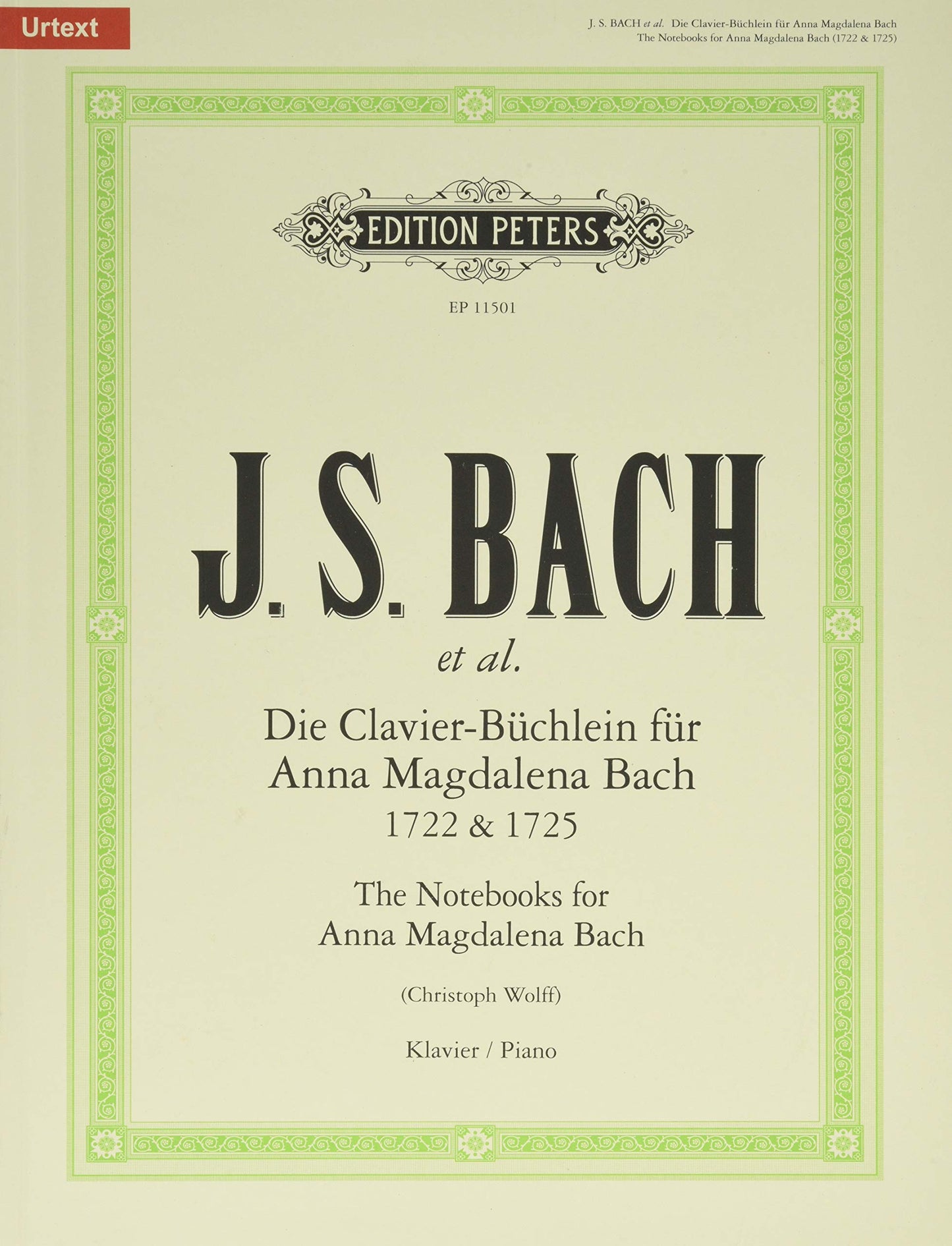 Libro: The Notebooks for Anna Magdalena Bach 1722 & 1725 for Piano (Selection): Sheet (Edition Peters) (English and German Edition)