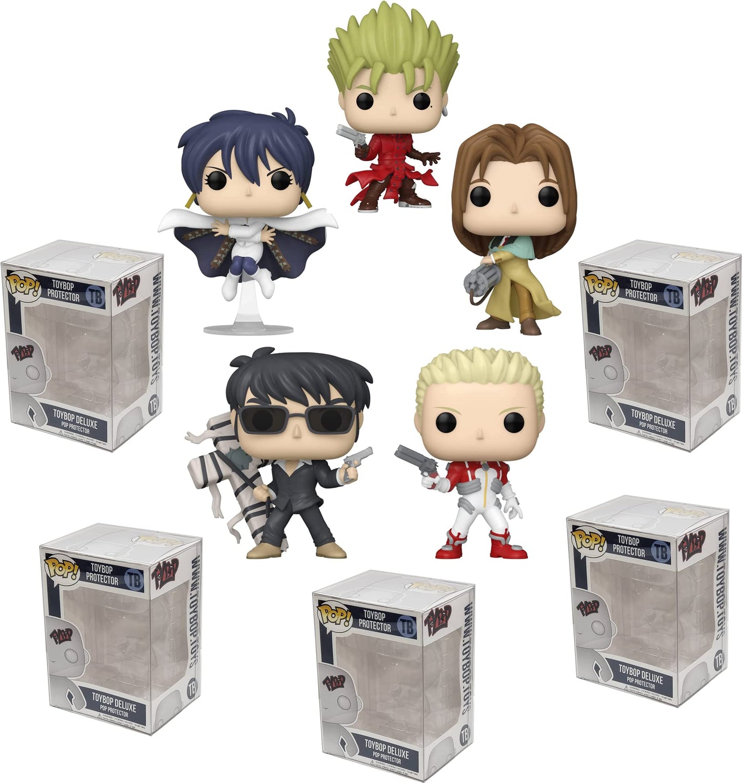Funko Trigun + Protector: Pop! Animation Figura de Vinilo (Bundled with ToyBop Box Protector Collector Case) (Set of 5)