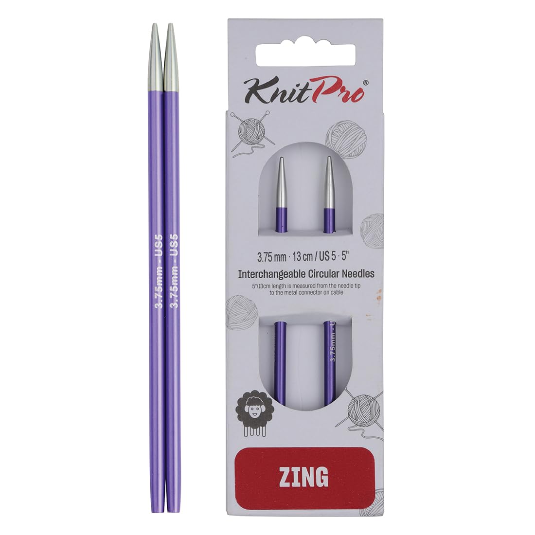 Libro: KnitPro KP47502 Zing: agujas de tejer: circular: intercambiables: normal: 3,75 mm, aluminio, multicolor