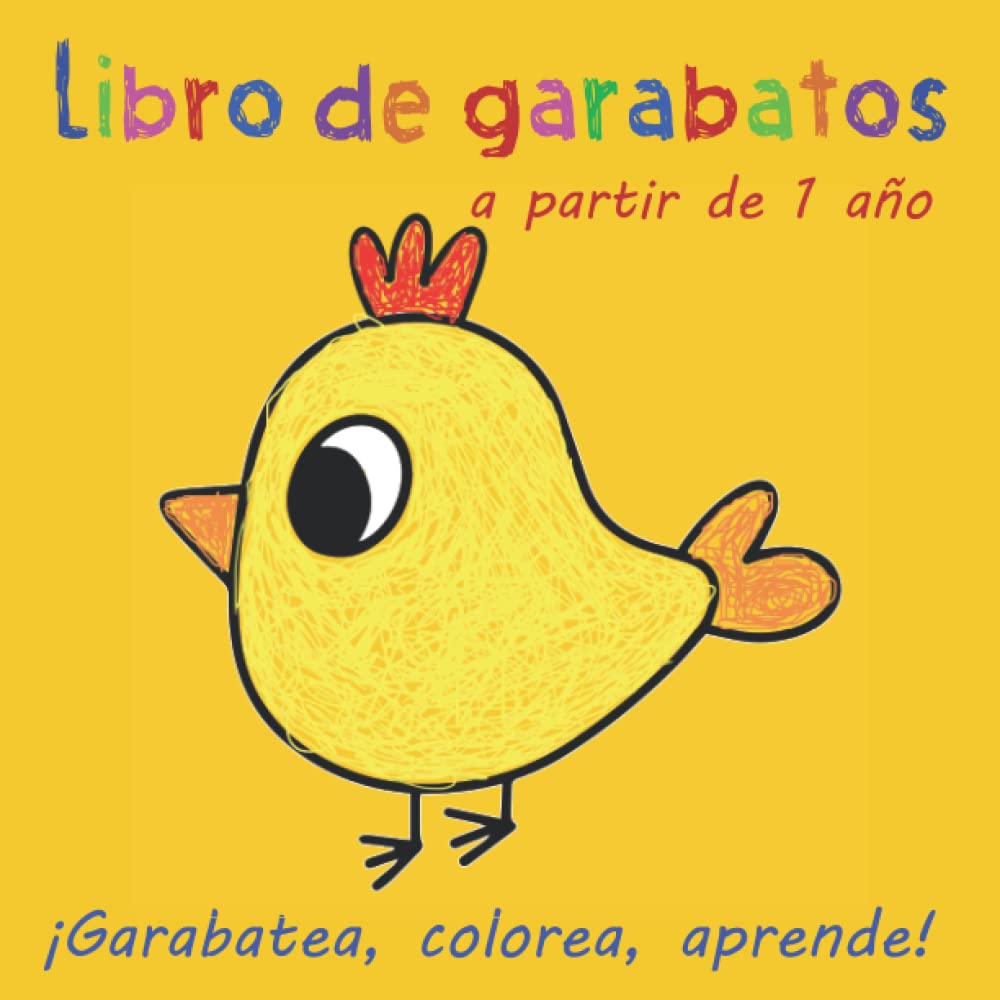 Libro de garabatos a partir de 1 año: Primer libro para colorear con 50 motivos sencillos para garabatear, colorear, aprender y reconocer objetos y animales