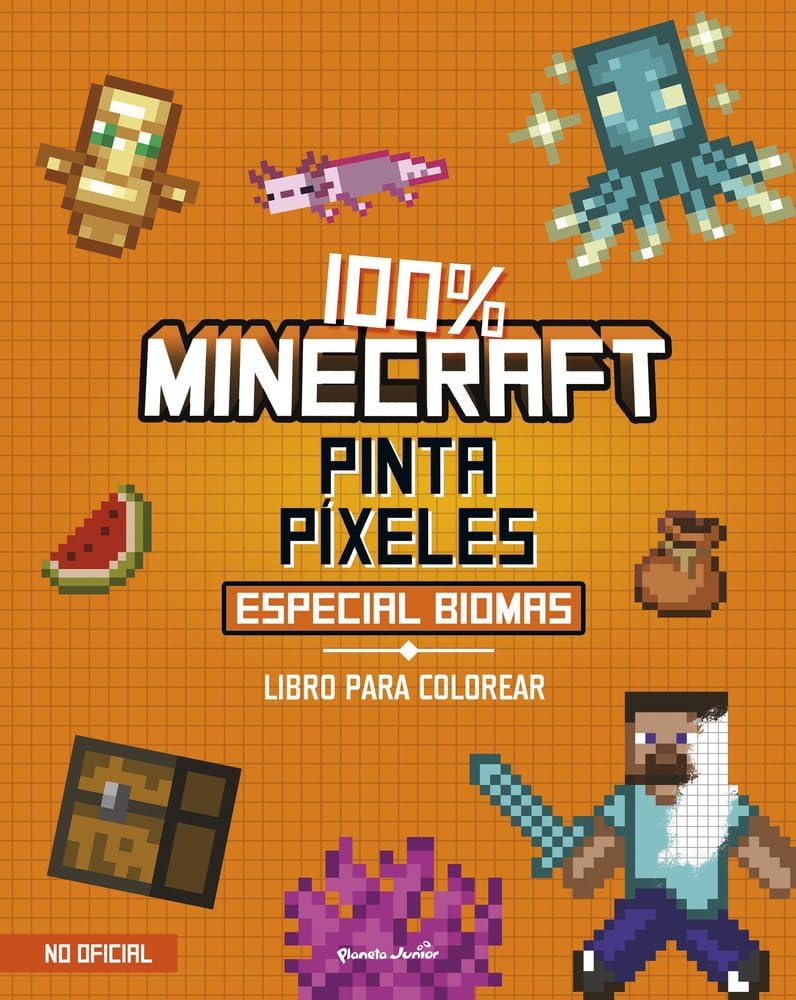 Libro: 100% Minecraft. Pinta píxeles. Especial biomas: Libro para colorear