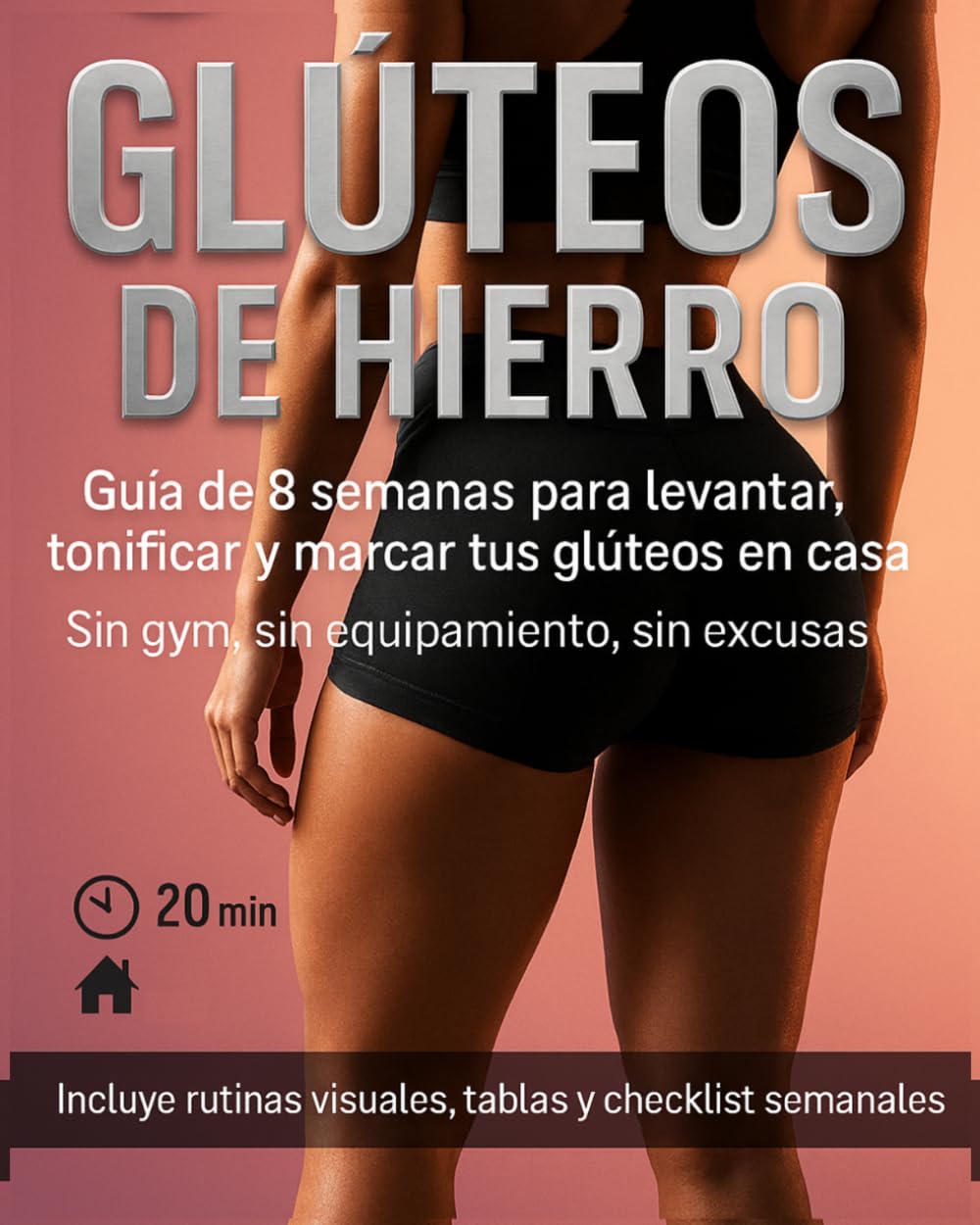 Libro: Glúteos de Hierro: 8 semanas para un trasero esculpido.: Entrena 20 min/día, sin gym ni equipos, con rutinas visuales paso a paso para levantar, ... marcar tus glúteos en casa (Spanish Edition)