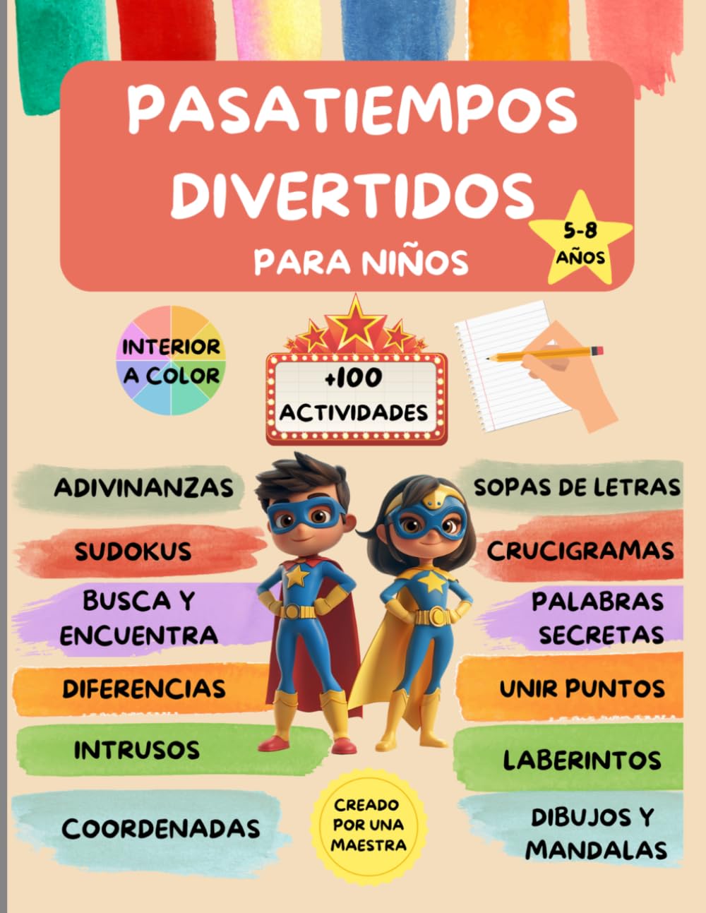 Libro: Pasatiempos divertidos para niños: Juegos y pasatiempos para niños de 5 a 8 años - +100 actividades - Sudokus, sopas de letras, mandalas, diferencias, laberintos dibujos y muchos más
