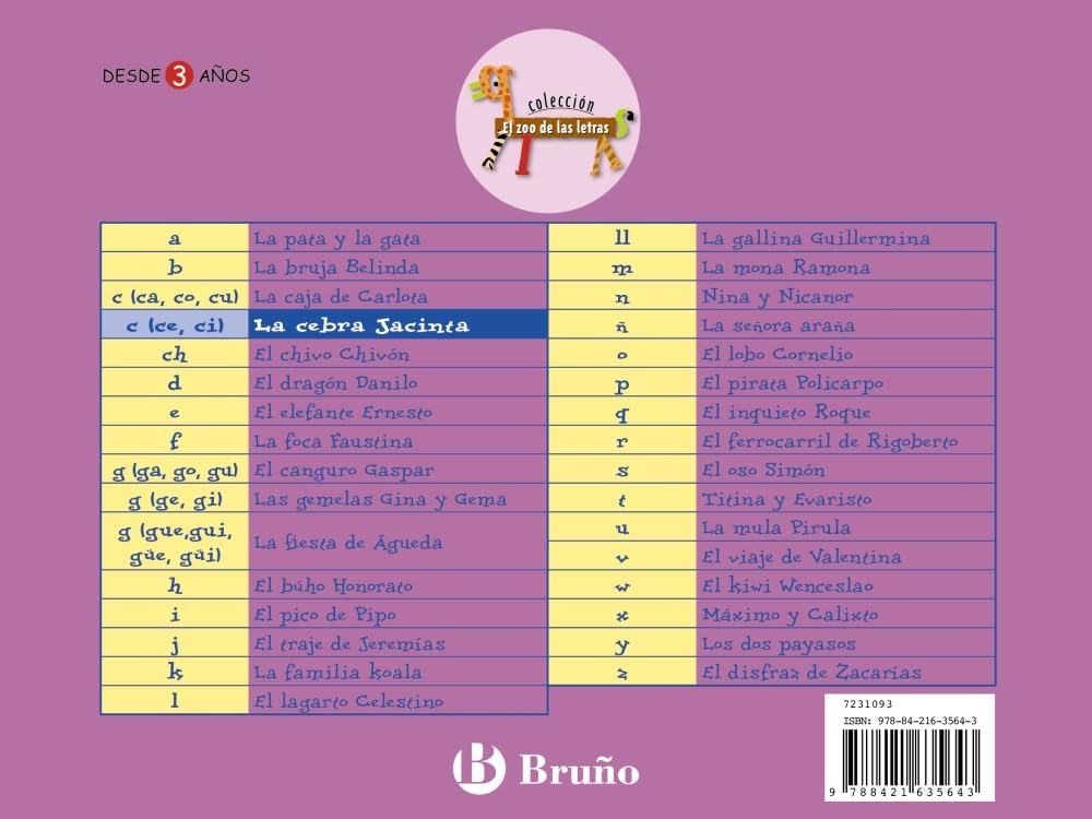 Libro: La cebra Jacinta: Juega con la c (ce, ci) (Castellano - A PARTIR DE 3 AÑOS - LIBROS DIDÁCTICOS - El zoo de las letras)