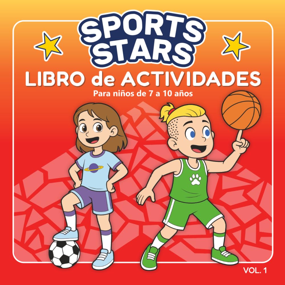 Libro: SPORTS STARS: Libro de Actividades para niños de 7, 8, 9 y 10 años: Sopas de letras, laberintos, sudokus, colorear y más pasatiempos relacionados con ... natación, skate, voleibol, softbol y más.