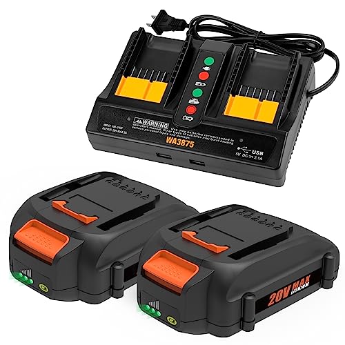 Paquete-de-2-baterías-Ahomtikk-de-20-V-y-3,5-Ah-y-cargador-de-doble-puerto-WA3875-para-reemplazar-la-batería-W0RX-de-20-V-WA3520-WA3525-WA3575-WA3578-y-el-cargador-W0RX-de-20-voltios
