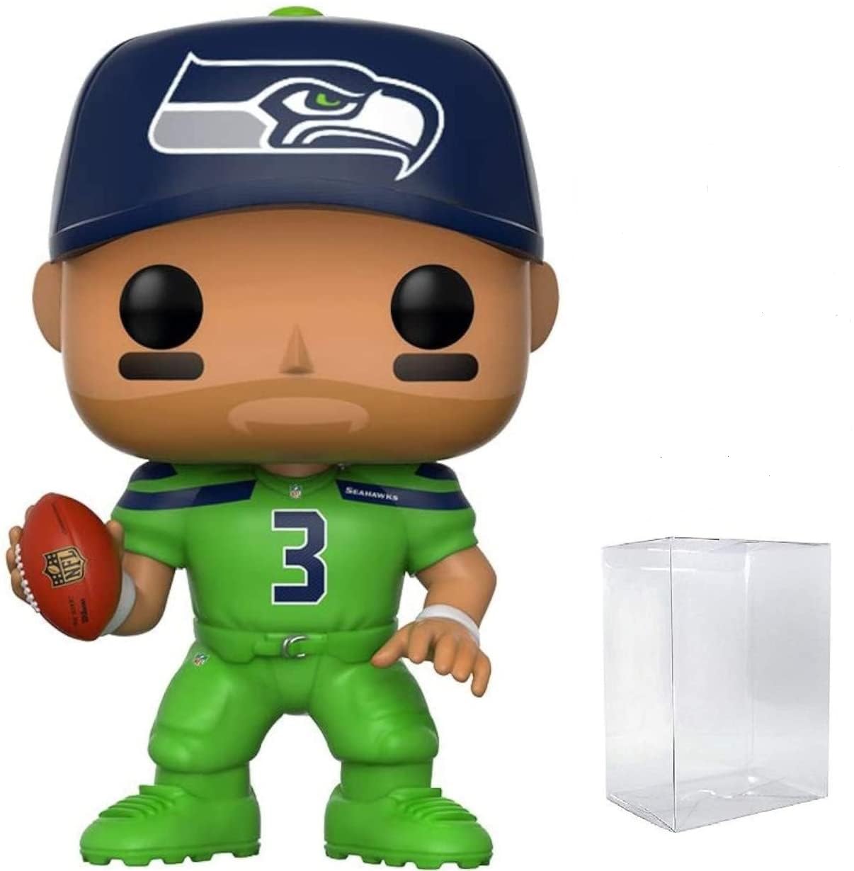 Funko Pop: POP Football: Russell Wilson (Seahawks Color Rush) Funko Figura de Vinilo (Bundled with Compatible Box Protector Case), Multicolor, 3.75 Pulgadas