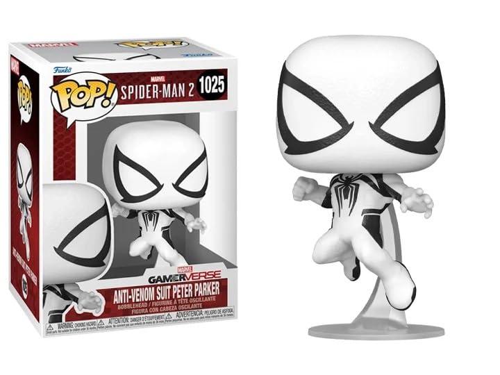 Funko White Anti-Venom Suit Peter Parker + Pop Protector: Gamerverse Pop! Spider-Man 2 Marvel Games Figura de Vinilo (Gift Set Bundled with ToyBop Brand Box Protector Collector Case)