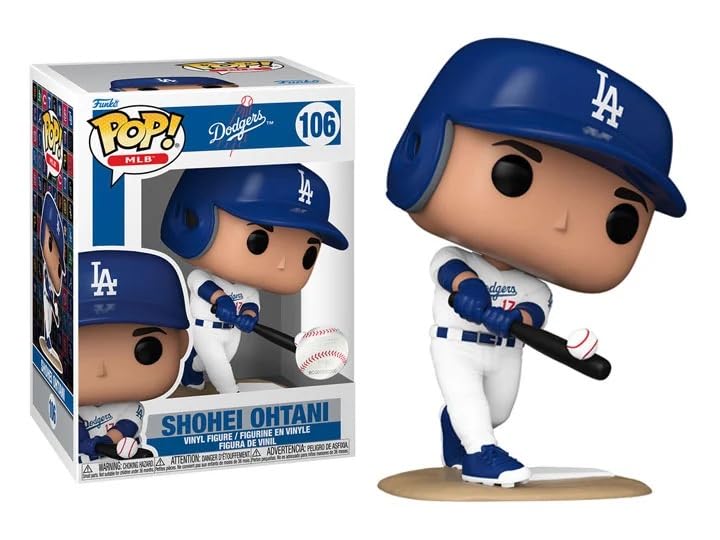 Funko Shohei Ohtani Hitting Ball + ToyBop Protector: Dodgers Home Jersey Pop! MLB Figura de Vinilo (Bundled with Pro-Deluxe Pop Protector Collector Case Box Gift Set)