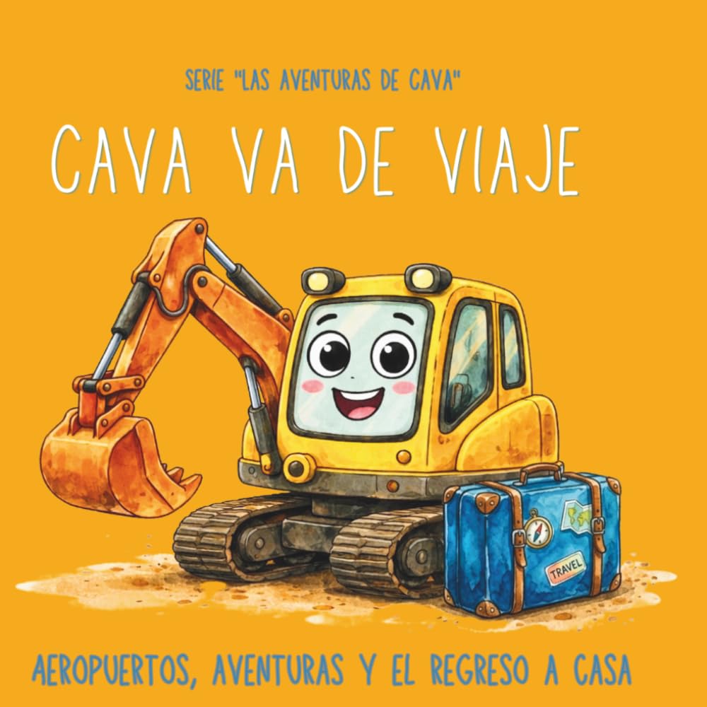 Libro: Cava va de viaje | Libro ilustrado infanti sobre excavadoras y viajes: Una historia sobre aeropuertos, aventuras y el regreso a casa (Serie "Las aventuras de Cava")