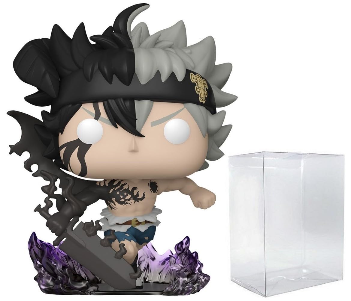 Funko Pop: POP Anime: Black Clover - Black Asta Glow-in-The-Dark Exclusivo Funko Figura de Vinilo (Bundled with Compatible Box Protector Case), Multicolor, 3.75 Pulgadas