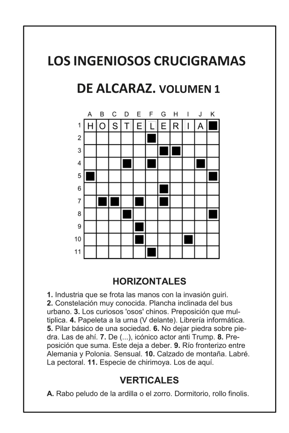 Libro: LOS INGENIOSOS CRUCIGRAMAS DE ALCARAZ. VOLUMEN 1.