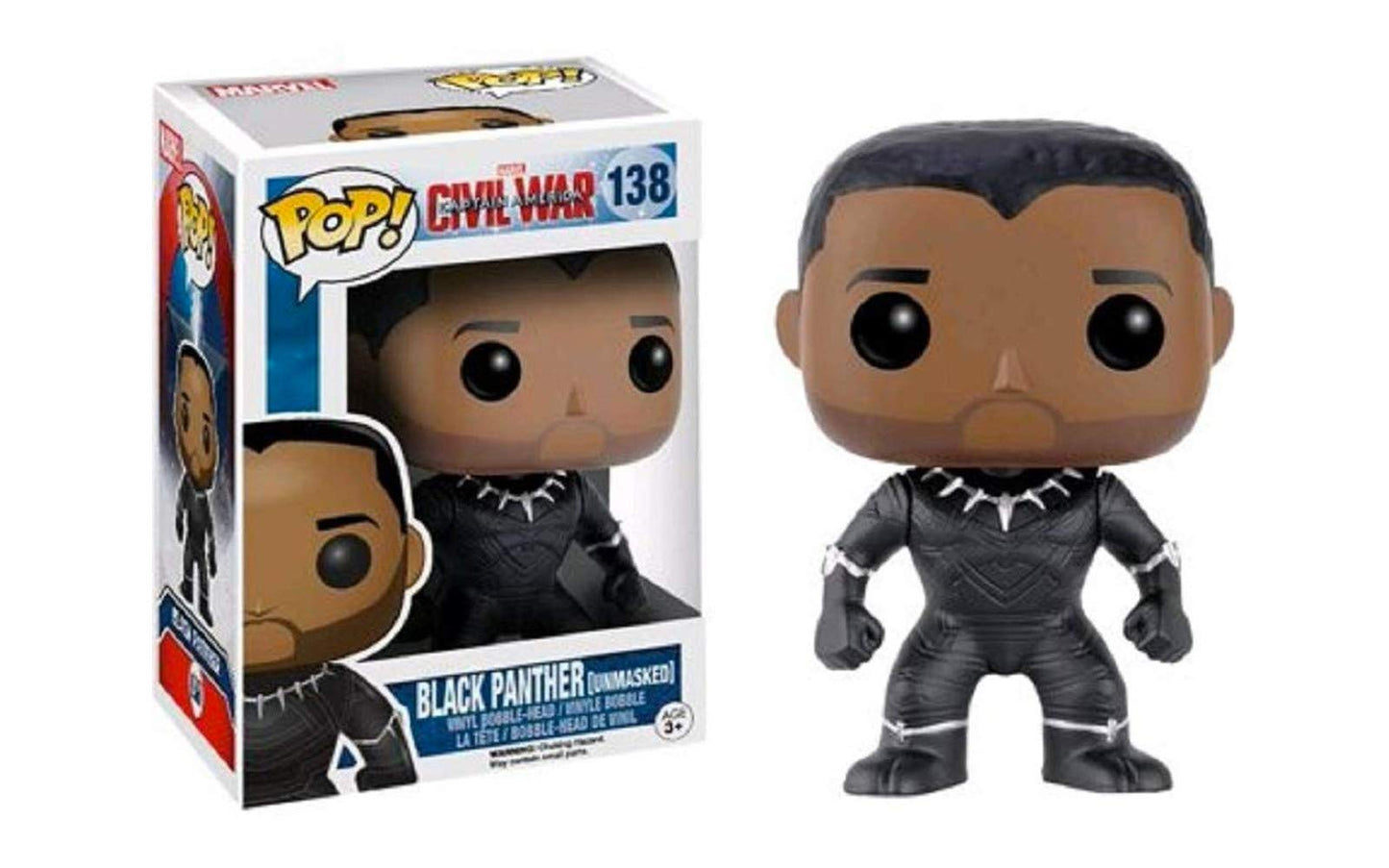 Funko Pop! Marvel: Captain America Civil War - Black Panther (Unmasked Limited Exclusivo) #138