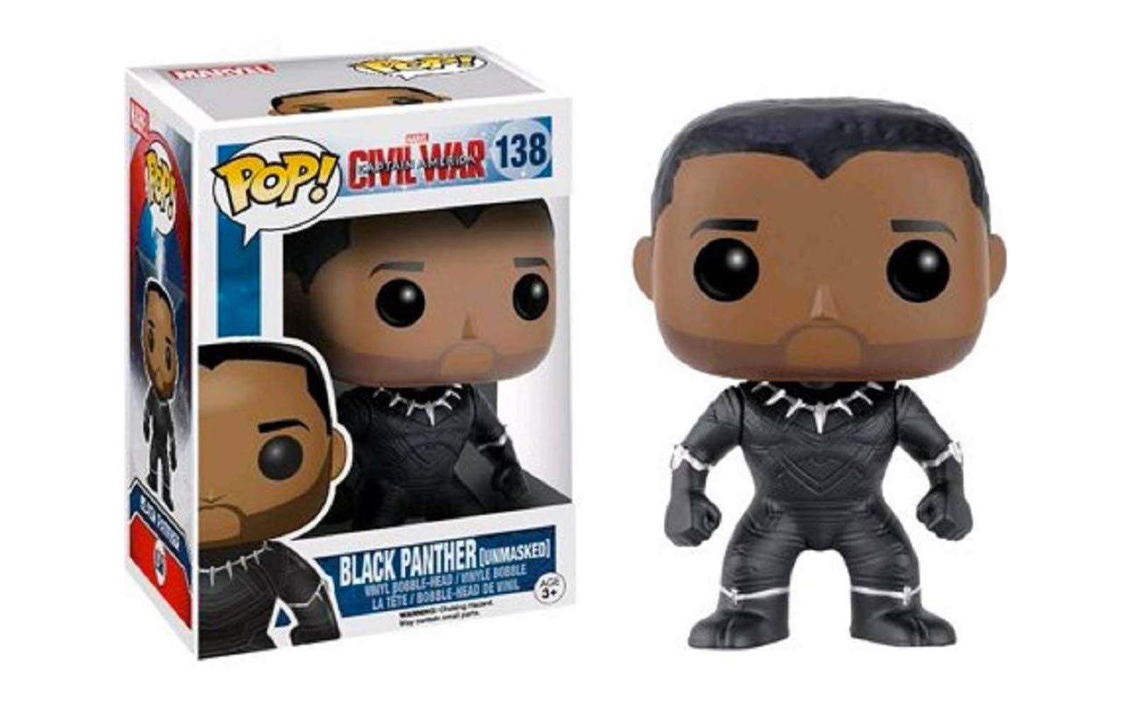 Funko Pop! Marvel: Captain America Civil War - Black Panther (Unmasked Limited Exclusivo) #138