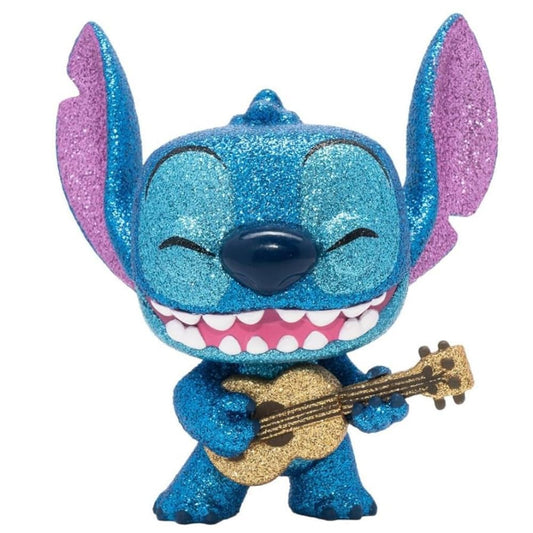 Funko Lilo & Stitch Stitch con Ukulele Brillo Diamante Pop! Figura de Vinilo - Entertainment Earth Exclusivo, Blue, 3.75 Pulgadas