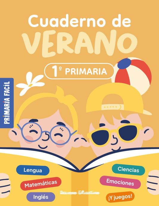 Cuaderno de Verano 1º de Primaria: Actividades de repaso para vacaciones de lengua, mates, ciencias e inglés para niños de 7 años