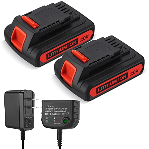 Paquete-de-2-baterías-de-repuesto-de-20-V-y-cargador-para-herramientas-eléctricas-inalámbricas-Black-and-Decker-de-20-V-máx.-3,0-Ah,-LBXR20,-LB20,-LBX20,-LBX4020,-con-autonomía-extendida,-con-cargador-de-batería-de-16-V/20-V-y-salida-de-voltaje-múltiple.