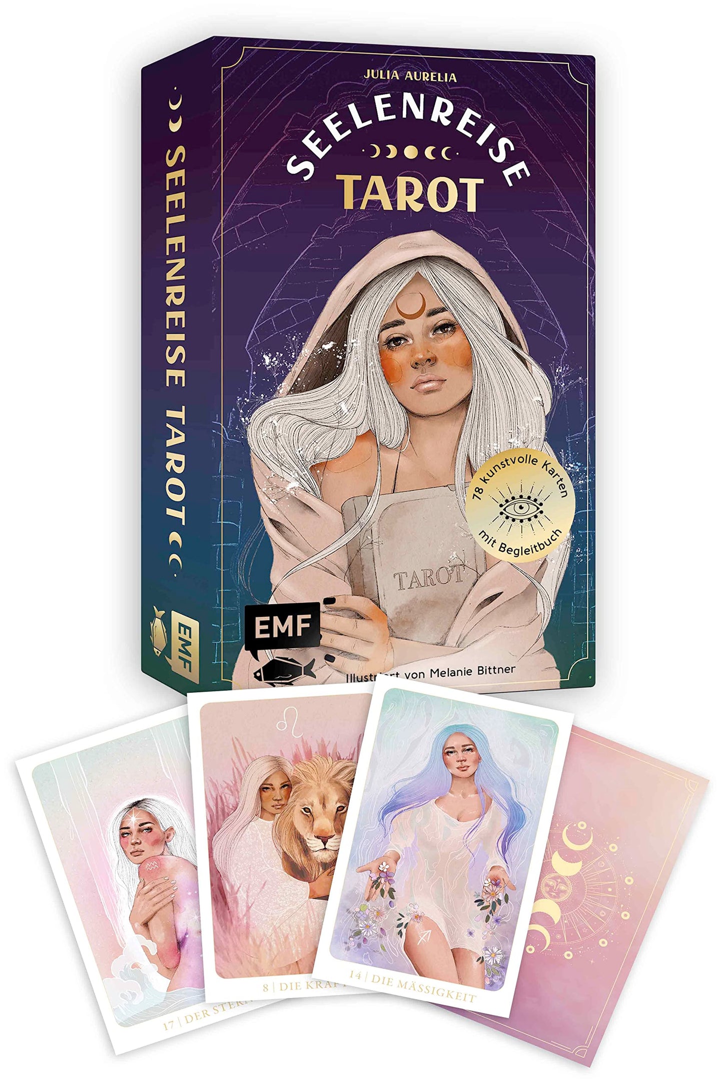 Libro: Tarot-Kartenset: Seelenreise Tarot: 78 kunstvoll illustrierte Karten mit Goldrand und Begleitbuch