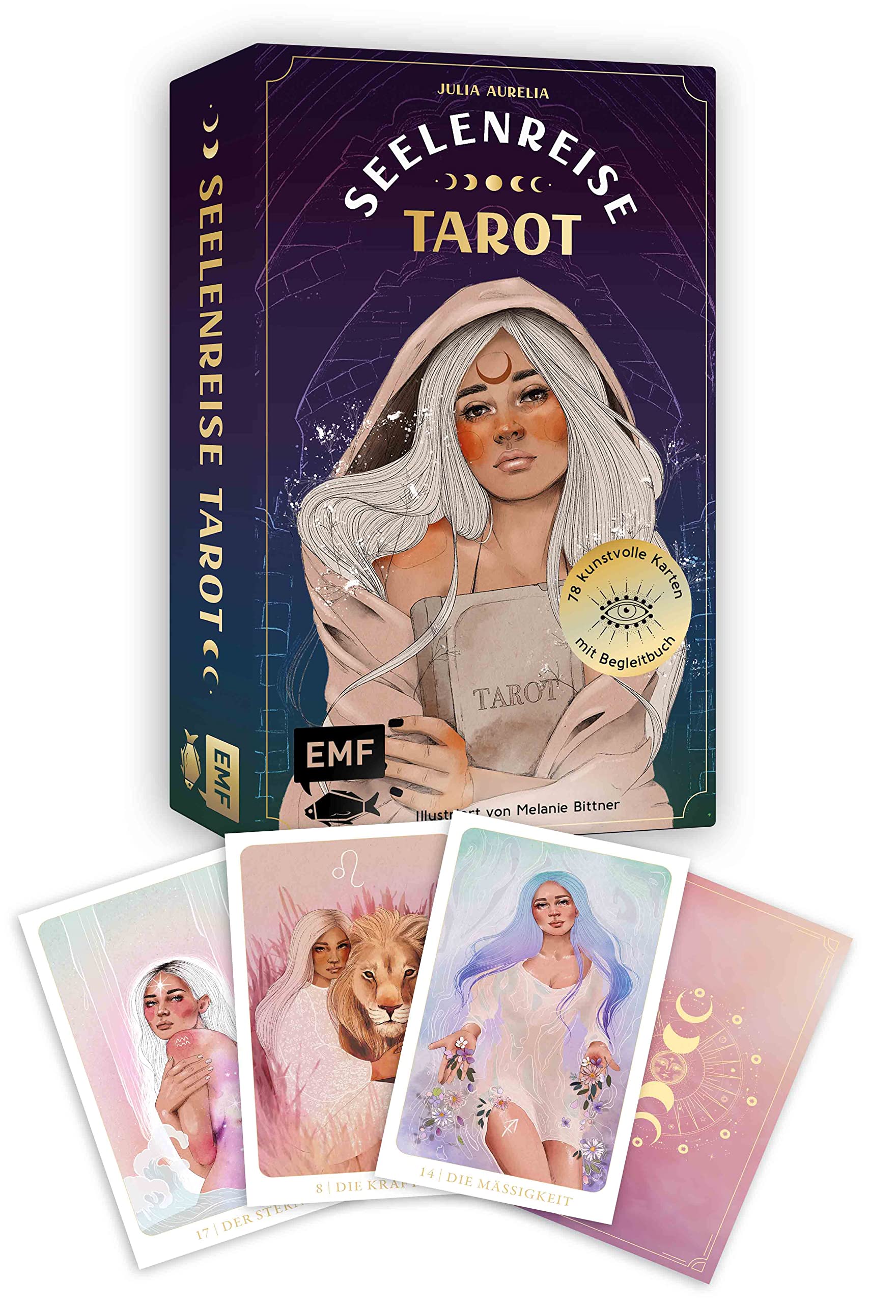 Libro: Tarot-Kartenset: Seelenreise Tarot: 78 kunstvoll illustrierte Karten mit Goldrand und Begleitbuch