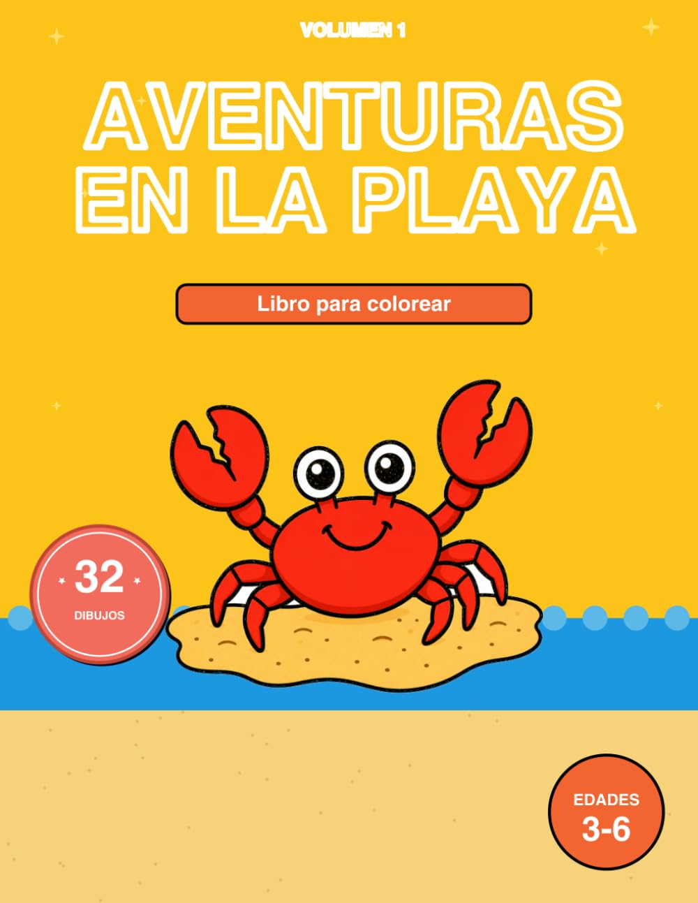 Libro de Colorear Animales Marinos para Niños y adultos: Aventuras Playa Vol 1: 32 Dibujos Grandes y Fáciles con Peces, Tiburones, Delfines, ... en Preescolar y Ed (Aventuras en el Mar ARLO)