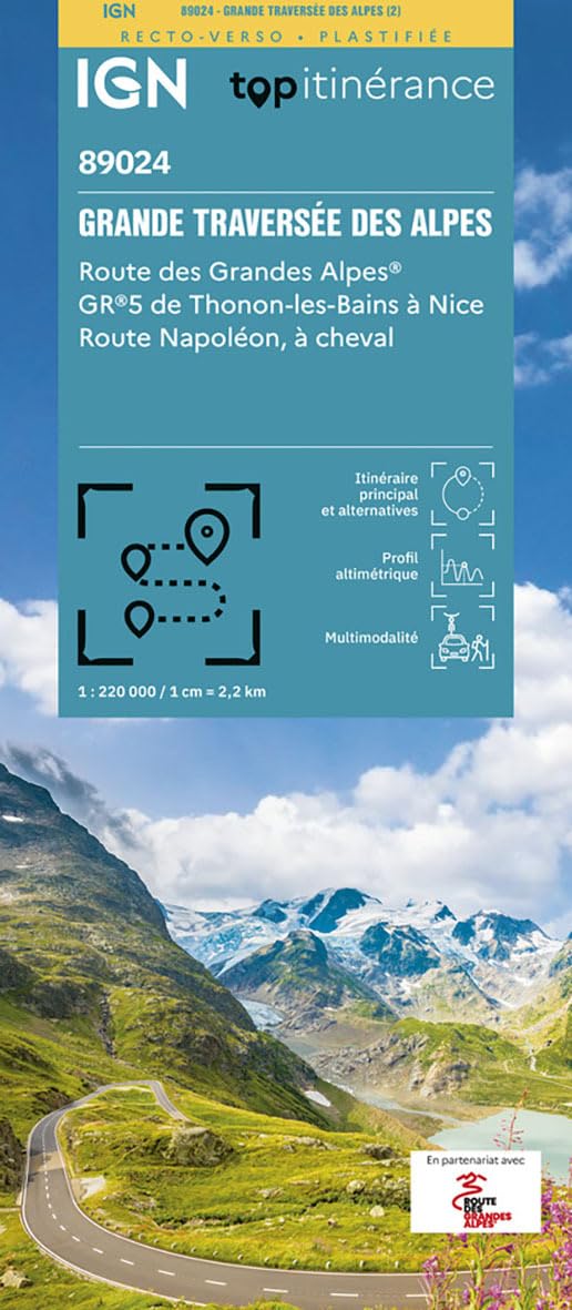 Libro: Route Grandes Alpes: Grande Traversée des Alpes 1:220000: 89024 (TOP ITINERANCE)