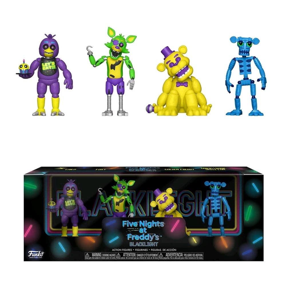 Funko Pop: Five Nights at Freddy's Blacklight Action Figures Chica Foxy Golden Freddy Animatronic Skeleton
