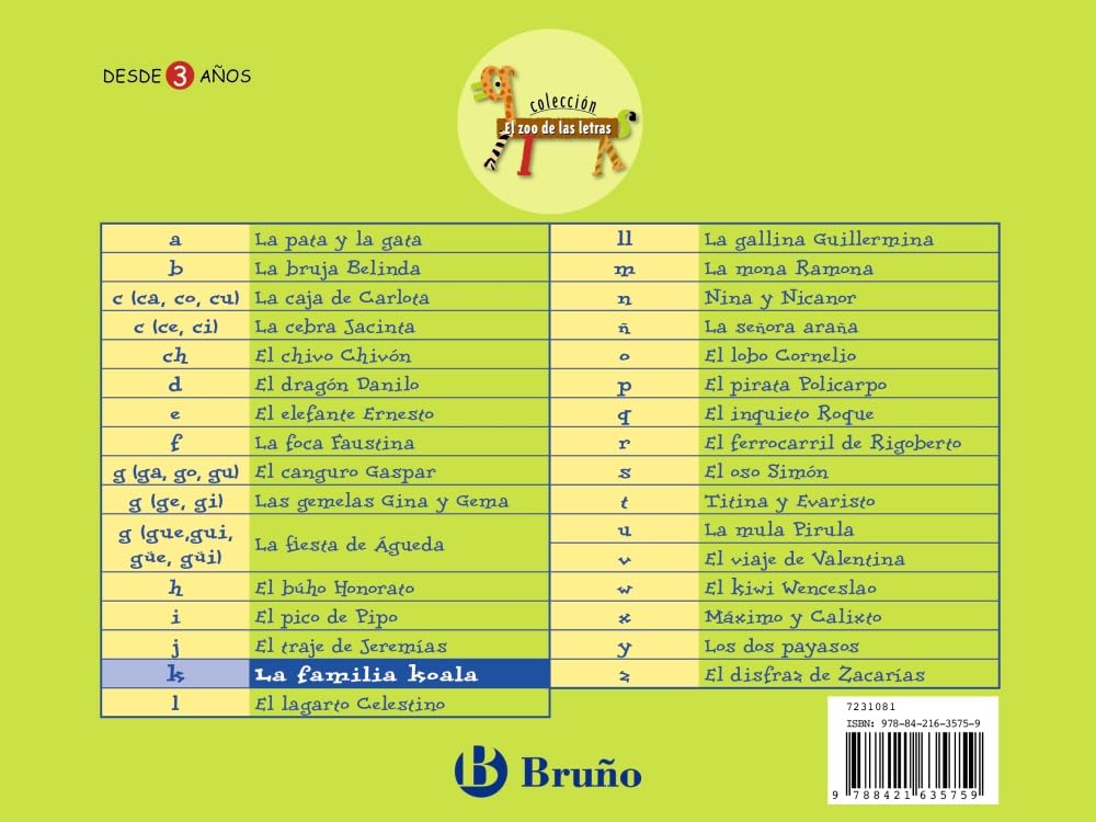 Libro: La familia Koala: Juega con la k (Castellano - A PARTIR DE 3 AÑOS - LIBROS DIDÁCTICOS - El zoo de las letras)