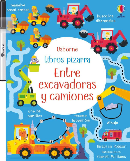 Entre excavadoras y camiones (Libros pizarra con actividades)