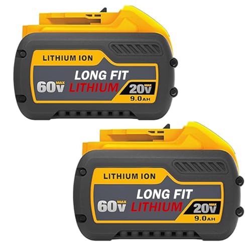 Paquete-de-2-baterías-de-repuesto-LONG-FIT-para-DeWalt-DCB606-DCB609-20-V/60-V-MÁX.-9,0-Ah.-Compatible-con-herramientas-eléctricas-DeWalt-de-20-V/60-V.-Compatible-con-baterías-DeWalt-de-20-60-V.