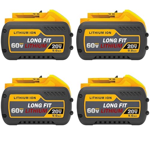 Batería-de-repuesto-DCB609-de-4-paquetes-de-ajuste-largo-para-Dewalt-20-V/60-V-9,0-AH,-DCB606,-DCB609,-DCB612,-compatible-con-herramientas-eléctricas-DeWalt-de-20-V/60-V-y-cargadores-DeWalt.