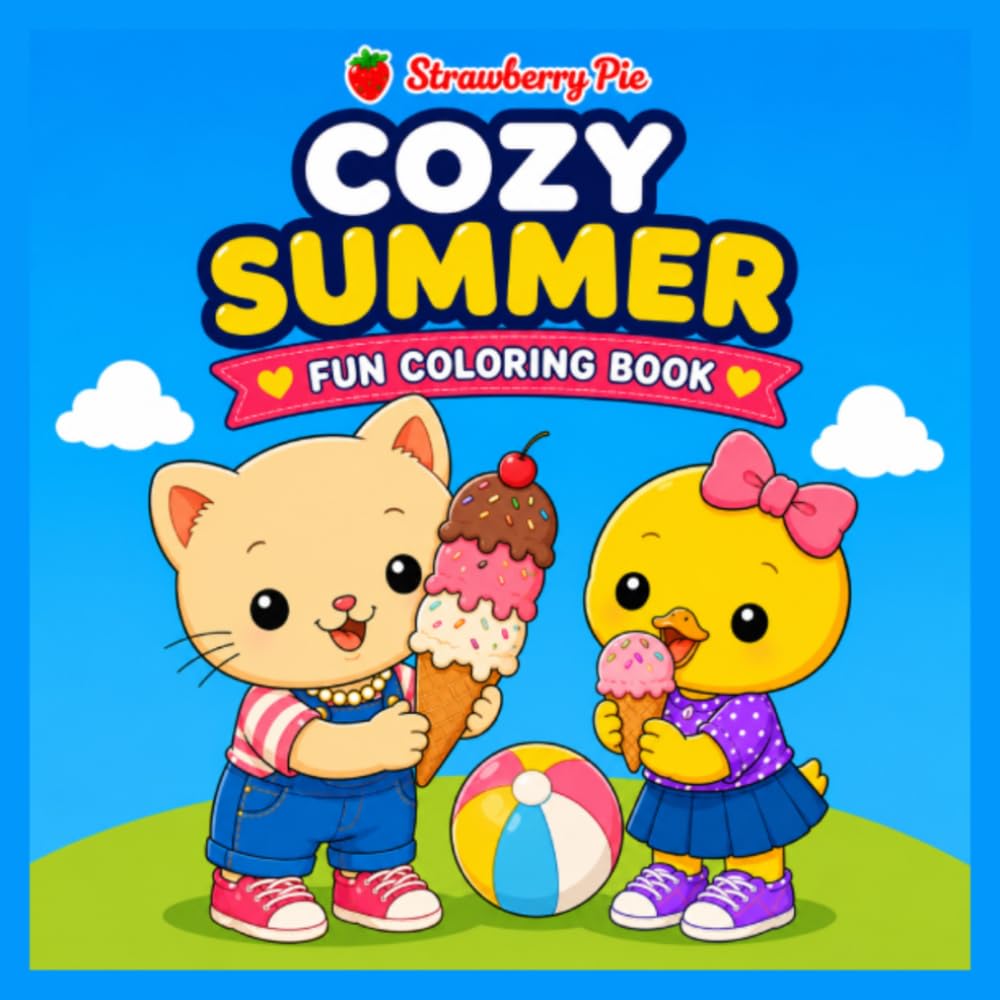 Libro: Cozy Summer: Cute and Relaxing Summer Coloring Book for Kids Ages 4–8 (Queeki & Mimi ADVENTURES)