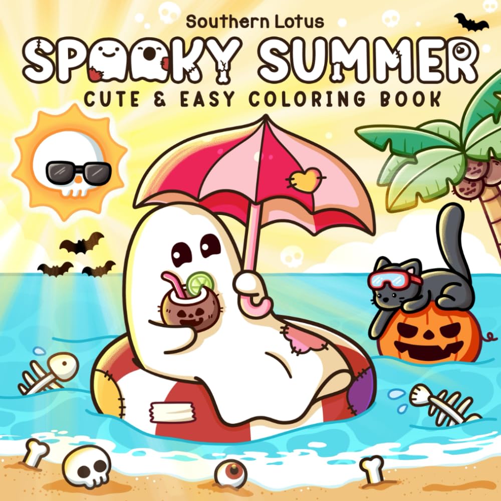 Libro: Spooky Summer: Coloring Book for Adults and Teens with Cute Creepy Characters Enjoying Summer Days, Simple and Easy Designs for Relaxation (Spooky - Cute - Easy Coloring)