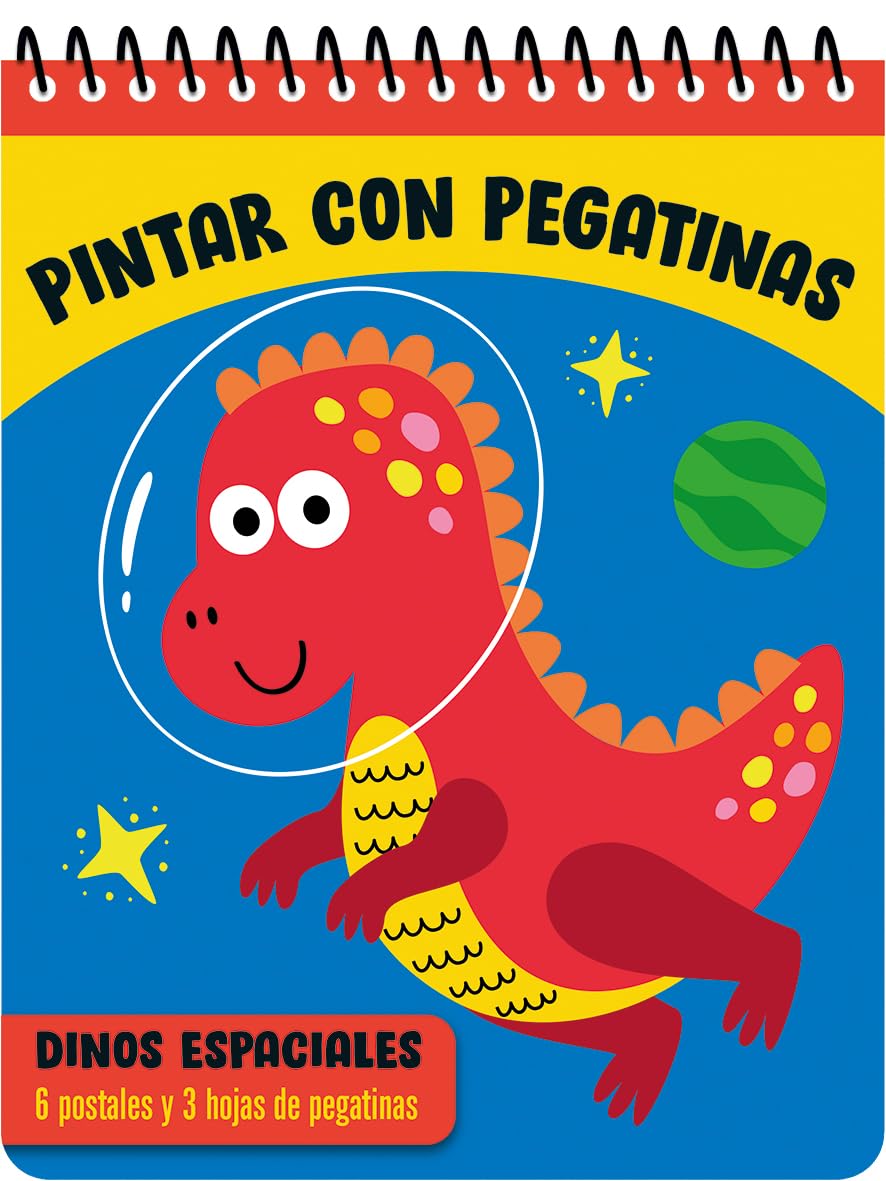 Libro: PINTAR CON PEGATINAS - Dinos espaciales