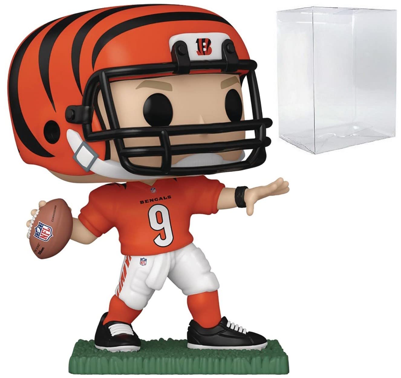 Funko Pop: POP Football: Bengals - Joe Burrow Funko Figura de Vinilo (Bundled with Compatible Box Protector Case), Multicolor, 3.75 Pulgadas