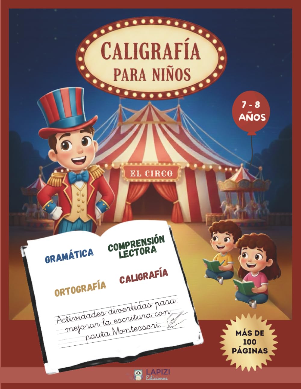 Caligrafía para niños y niñas de 7 y 8 años: Cuaderno para mejorar la escritura de manera creativa con pauta Montessori. Chistes, acertijos, ... El libro antiaburrimiento perfecto.