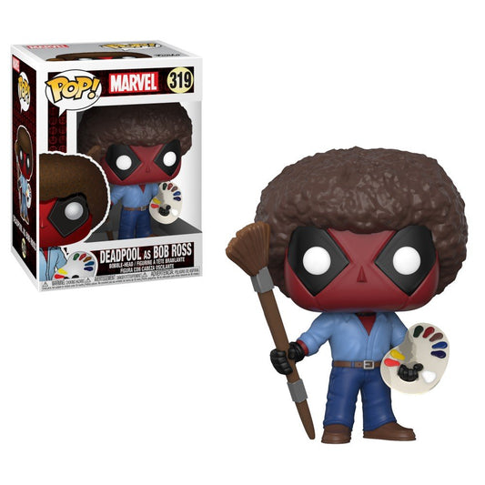 Funko Deadpool Bob Ross Playtime 70s with Afro POP! Bobble Figura - Deadpool + Bob Ross - Collectible Figura de Vinilo