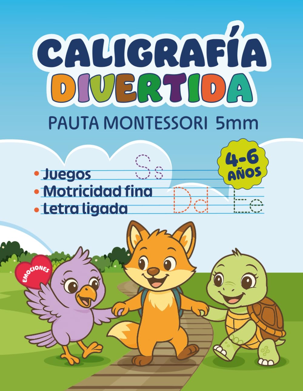 Libro: CALIGRAFÍA DIVERTIDA PARA NIÑOS 4-6 AÑOS: Libro para disfrutar de aprender a escribir en letra ligada con juegos y actividades que refuerzan la ... la pauta Montessori 5 mm (Spanish Edition)