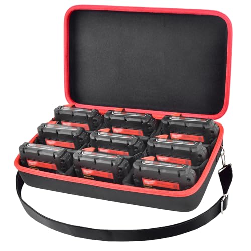 Estuche-rígido-de-transporte-extragrande-para-batería-Milwaukee-M18-de-18-V/M12-de-12-V-y-cargador.-Soporte-para-baterías-de-2,0/3,0/4,0/6,5/5,0/8,0/6,0/9,0-Ah.-Adaptador-(solo-bolsa).-Negro.