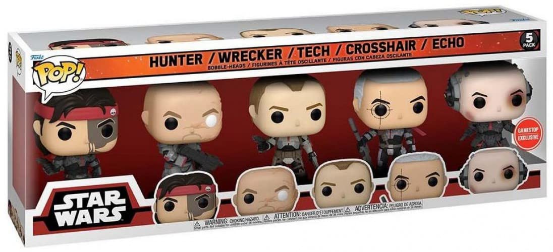Funko Pop! Star Wars Hunter | Wrecker | Tech | Crossair | Echo (The Bad Batch) Pack-5 | 57263