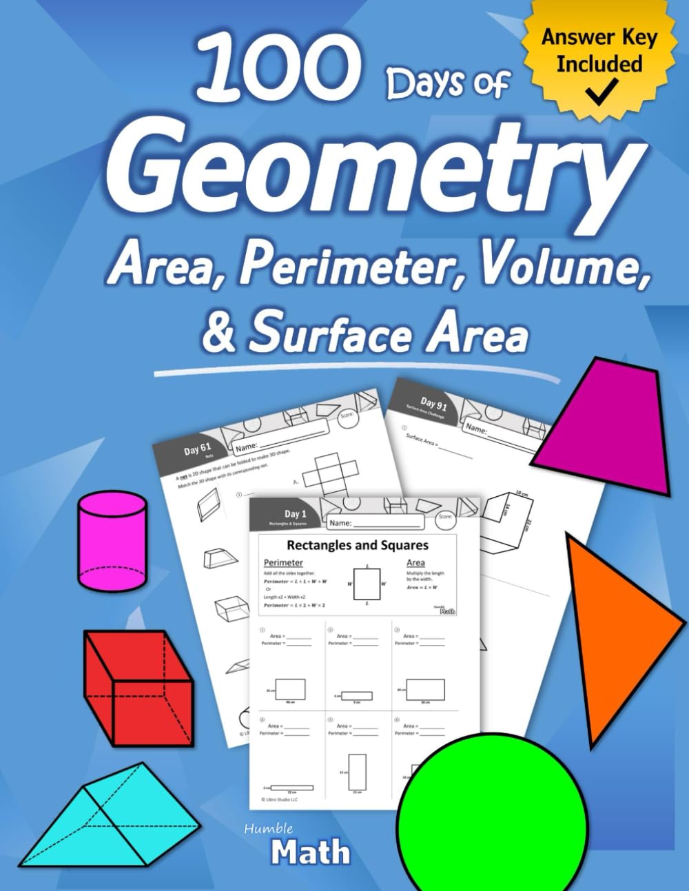 Libro: Humble Math - Area, Perimeter, Volume, & Surface Area: Geometry for Beginners - Workbook with Answer Key (KS2 KS3 Maths) Elementary, Middle School, High School Math – Geometry for Kids