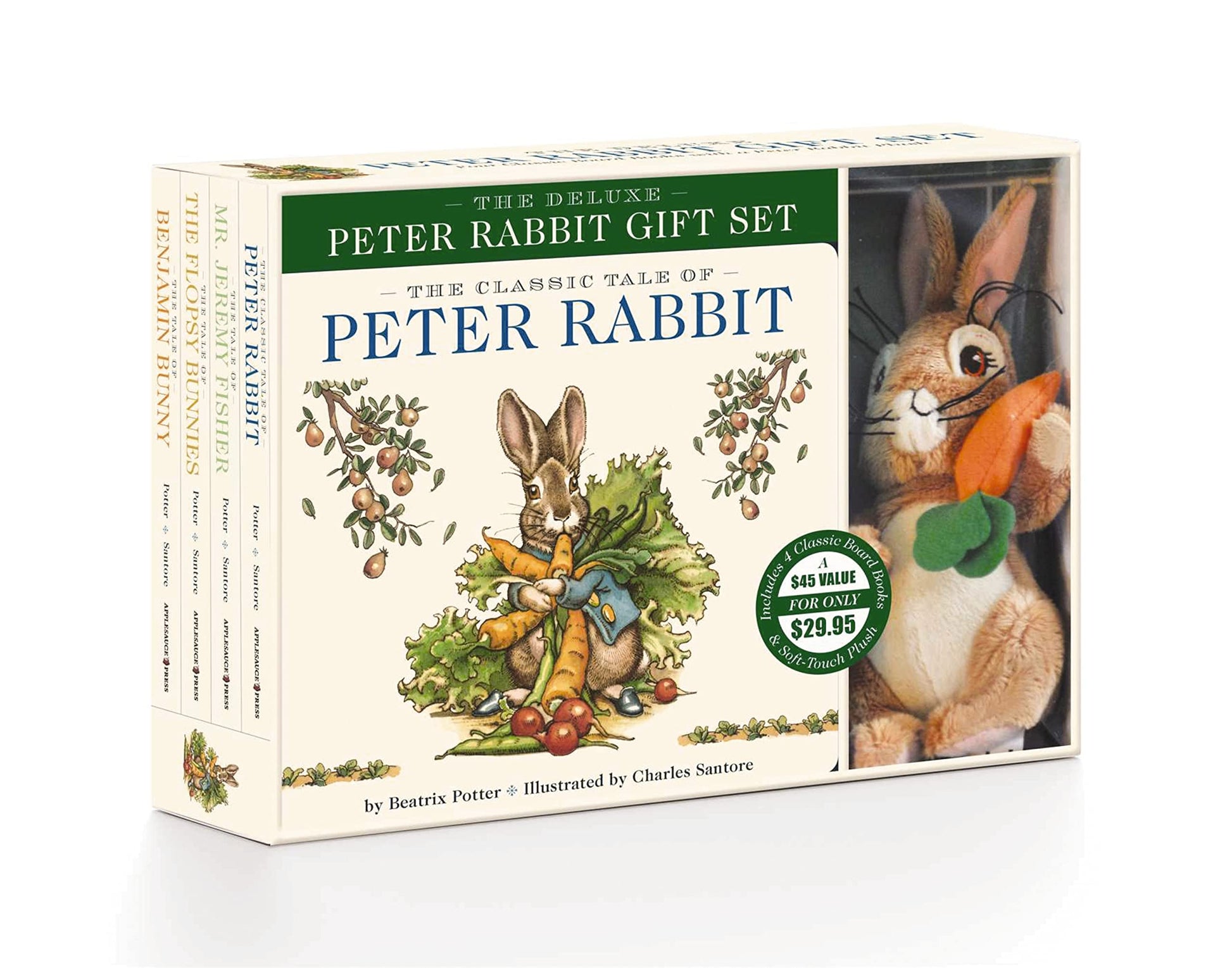 Libro: Peter Rabbit Deluxe Gift Set: 4 Classic Edition Board Books + Plush Stuffed Animal Bunny Toy: 1: The Classic Edition Board Book + Plush Stuffed Animal Toy Rabbit Gift Set