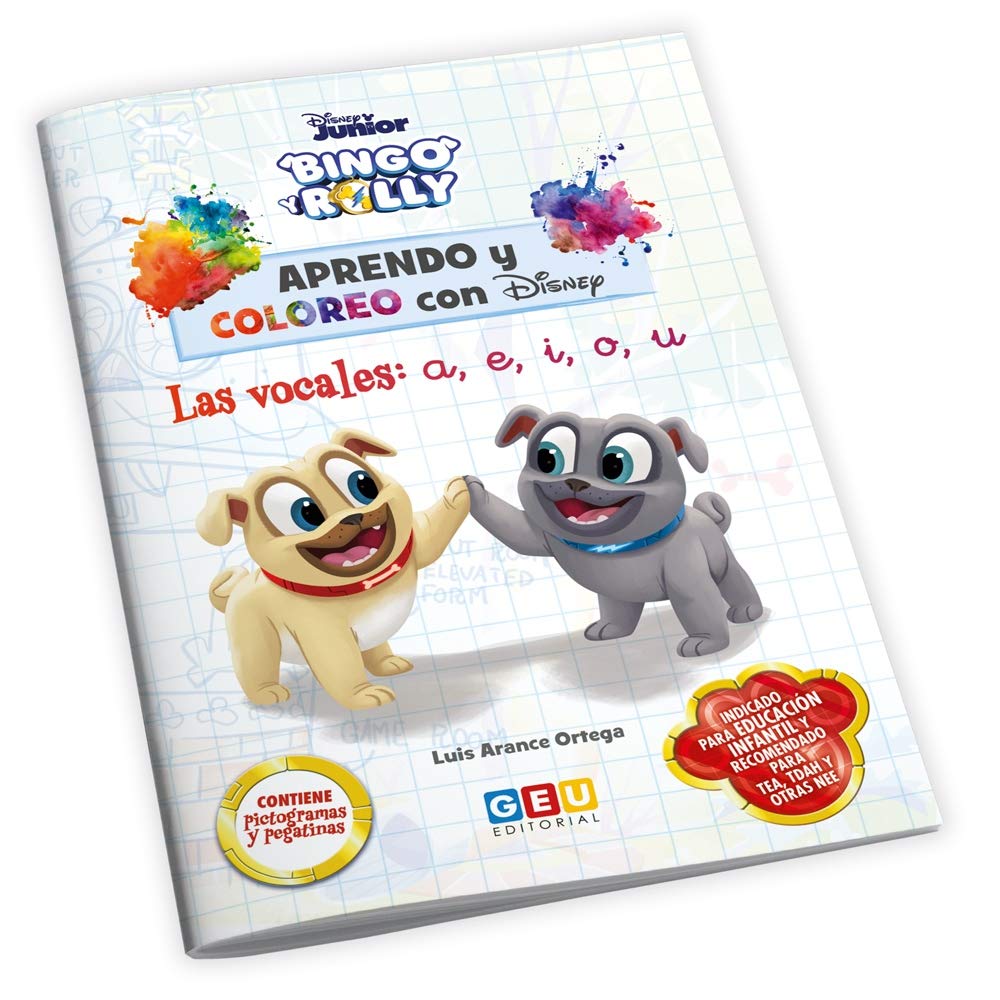 Libro: Aprendo y coloreo con Disney. Bingo y Rolly: Las vocales